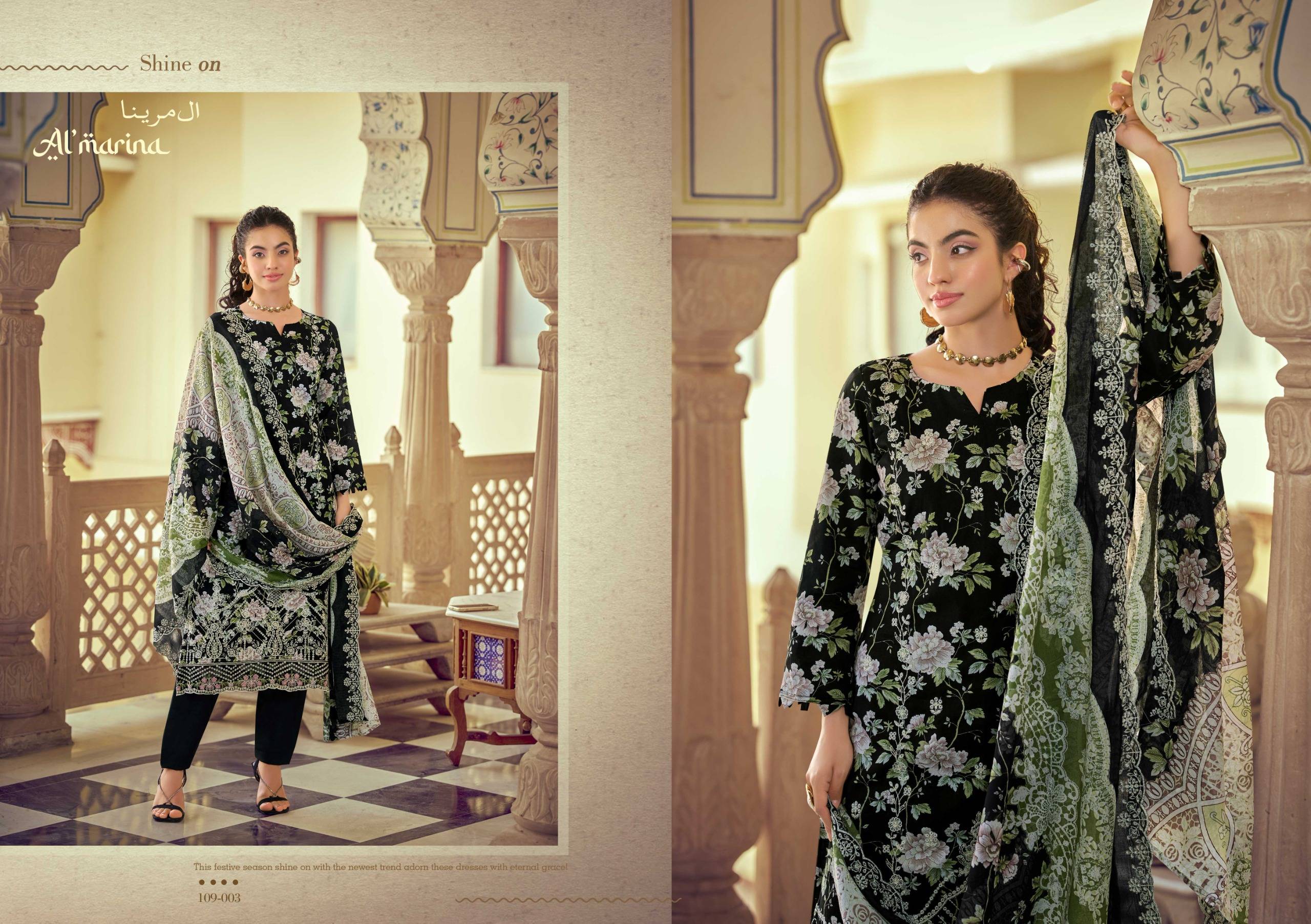 CHIKANKARI VOL 5 by ALMARINA 109001 To 109008 Series Beautiful Pakistani Suits Wear Pure Cotton Dresses At Wholesale Price